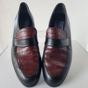 Munro Geena Penny Loafer Women’s Wine Croc Leather Slip On (Size: 7½ Narrow)